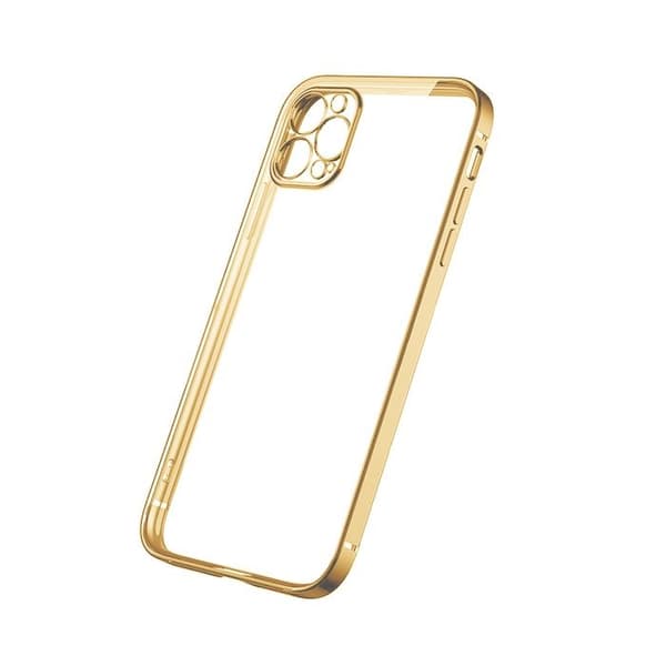 iPhone 12 Pro Max Tunn Transparent Ram Skal Hög kvalité - Guld Svart