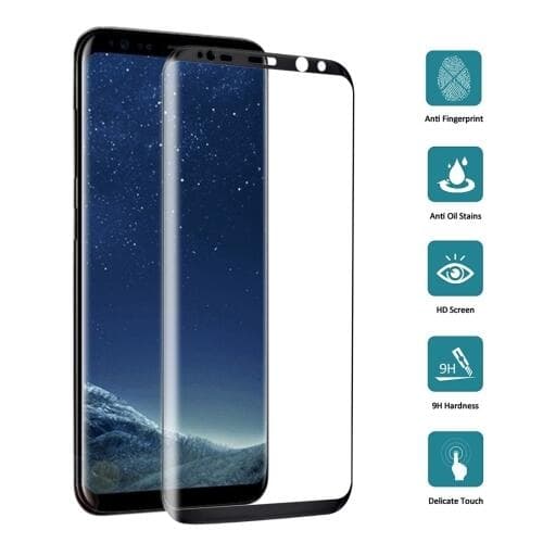 Samsung Galaxy S8 Skärmskydd 3D Curved härdat glas Svart