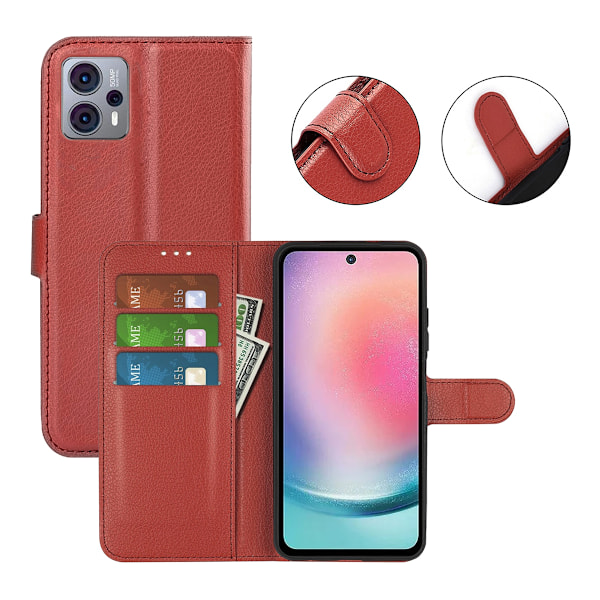 Motorola Moto G23 Plånboksfodral med Stativ - Brun