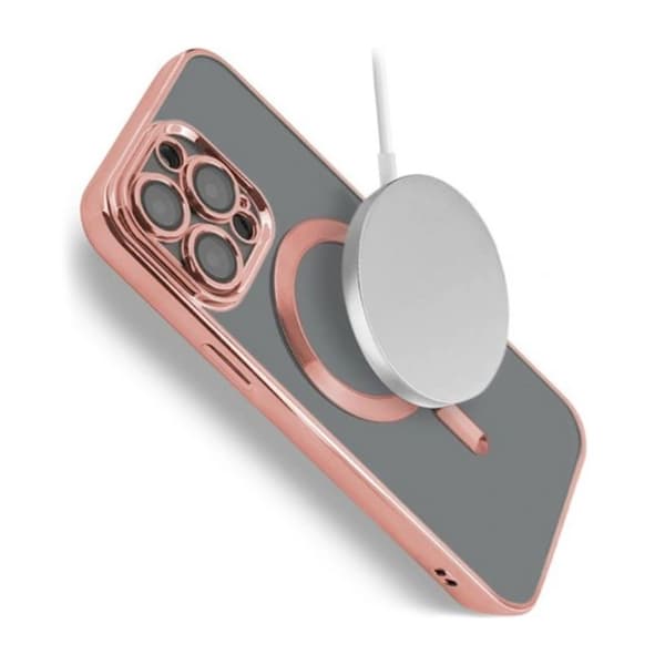 Luxury Electroplate Magsafe Wireless Charge Phone Case For Iphone 15 Pro Pink