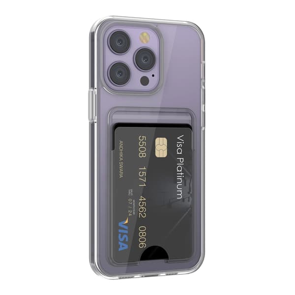 iPhone 14 Pro Mobile Case with Card Holder TPU Rvelon - Transparent