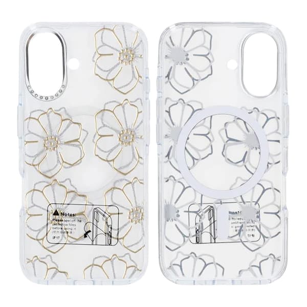 Mobile case Magsafe for iPhone 17 - Transparent with flowers