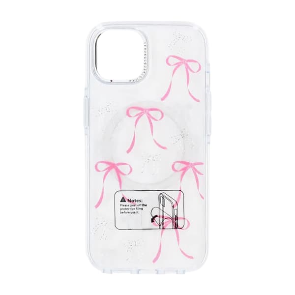 Mobile case Magsafe for iPhone 15 - Transparent with bow