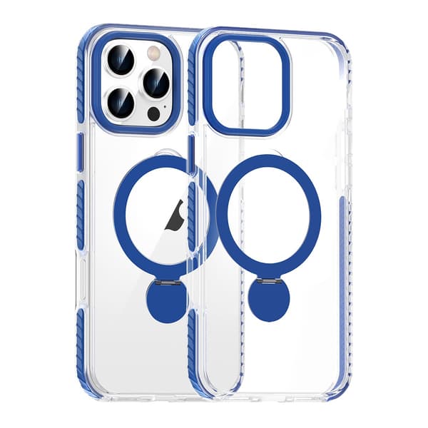 Magsafe Case for iPhone 16 Pro - Transparent blue with ring stand