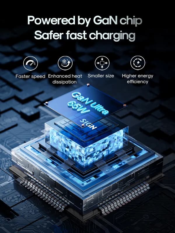 SiGN GaN Ultra 65W 2xUSB-C & 1xUSB-A Snabbladdare - Vit Svart