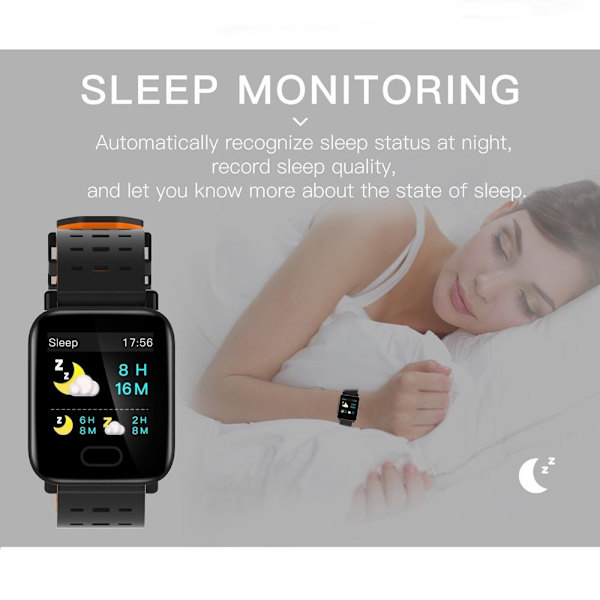 A6 Smartwatch för Träning & Hälsa - Svart