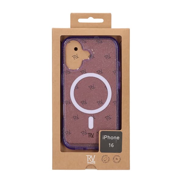 Rvelon Terminator with magsafe Phone Case For iPhone 16 Purple Glitter