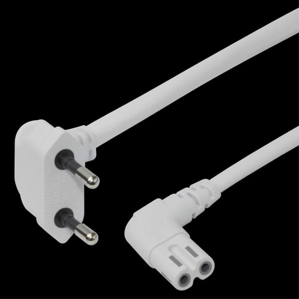 Power cable CEE 7/16 - C7, angled, 3m - White