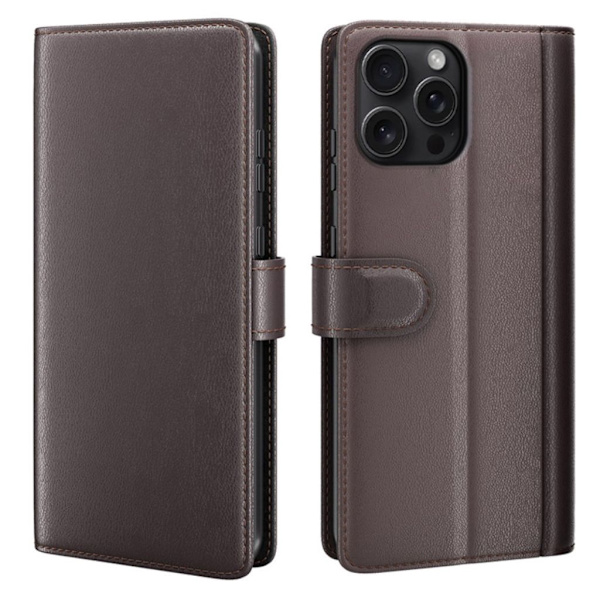 iPhone 16 Pro Max Cover in real leather - Brown