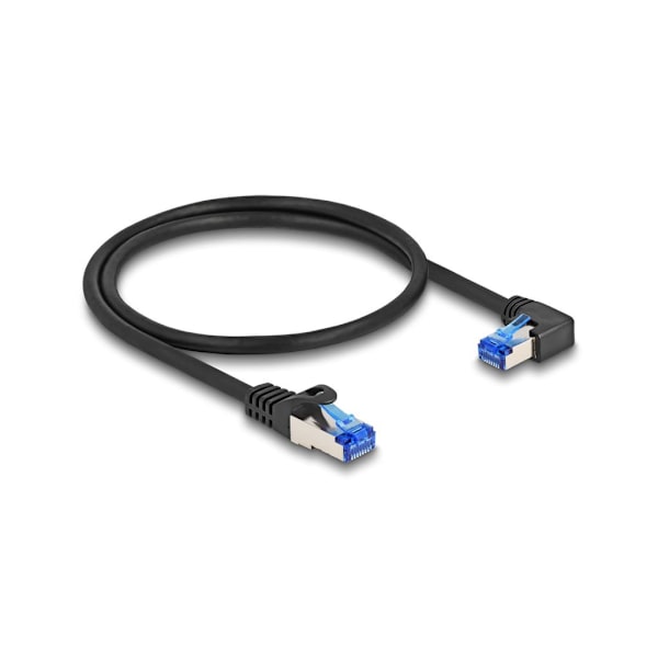 Delock RJ45 network cable Cat.6A, straight/angled right, 0.5 m – black