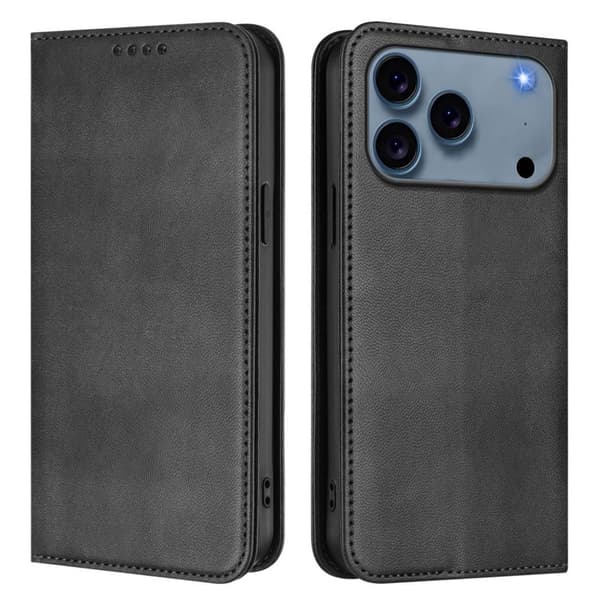 iPhone 18 Pro/17 Pro Wallet Cover PU-leather RFID Blocking  - Black