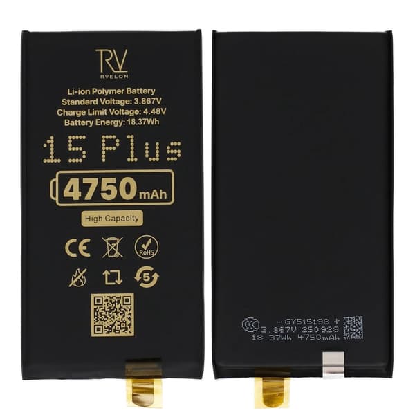 RV Battery cell 505197PL for iPhone 15 Plus, 4750mAh