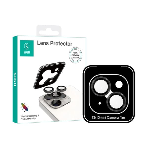 SiGN Lens protector in tempered glass for iPhone 13/13 Mini - Black/transparent