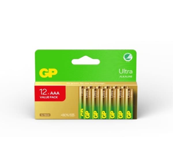 GP Ultra Alkaline AAA Battery, 24AU/LR03, 12-pack