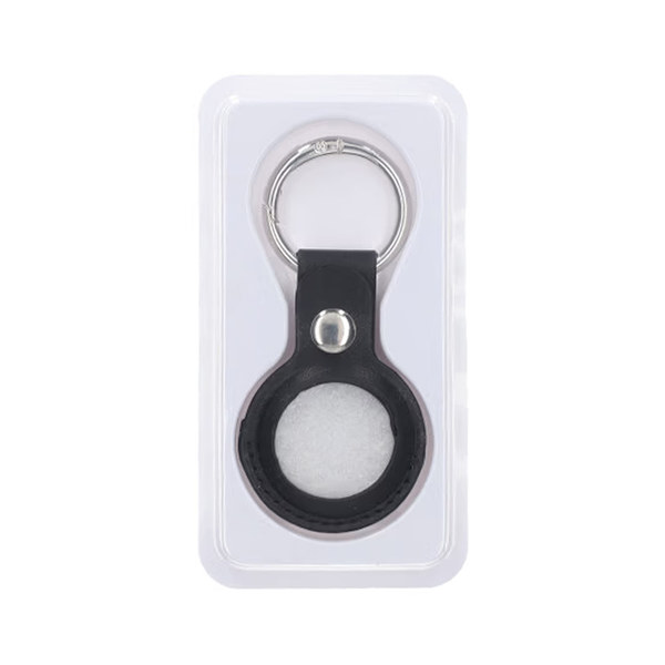 Airtag Case PU Leather Keychain - Black