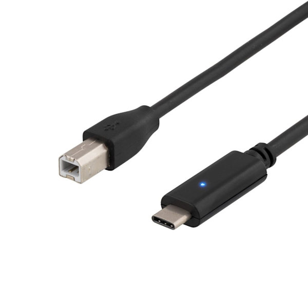 DELTACO USB 2.0 cable, Type C - Type B male, 1m, black