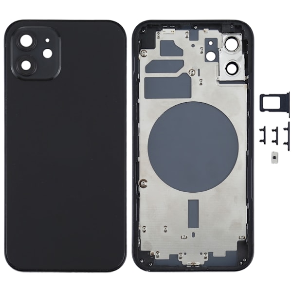 iPhone 12 Complete Back Cover with Frame (No Logo) - Black
