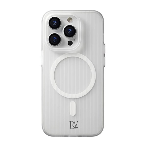 iPhone 15 Pro Case Corrugated with Magsafe Rvelon - White