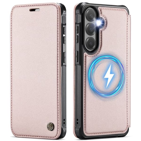 CASEME 053 Samsung Galaxy S25 FE Wallet Cover MagSafe RFID blocking - Light Pink