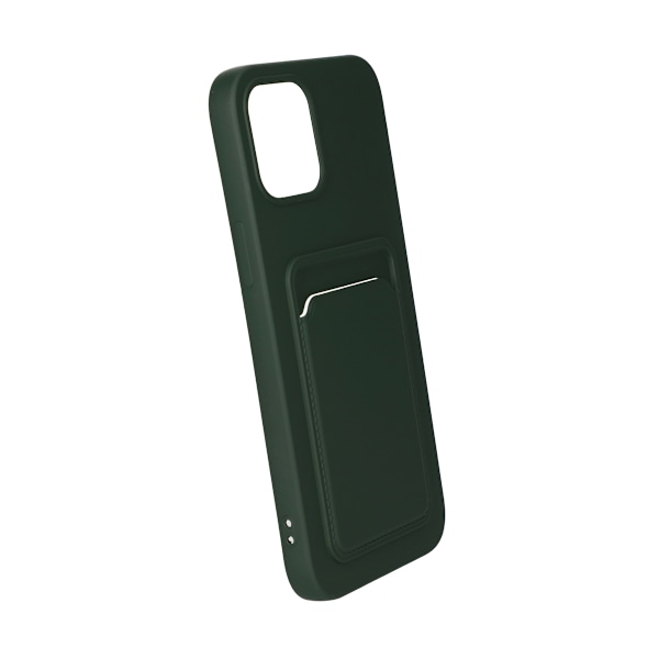 iPhone 12 Pro Max Silikonskal med Korthållare - Militärgrön