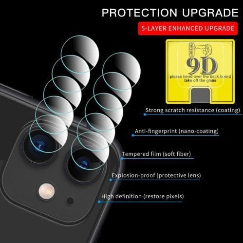Linsskydd i Härdat Glas för iPhone 11 Svart