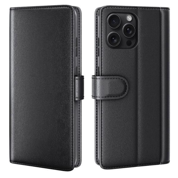 iPhone 16 Pro Max Cover in real leather - Black