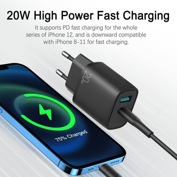SiGN Snabbladdare USB & USB-C, PD & Q.C3.0, 3.5A, 20W - Svart Svart
