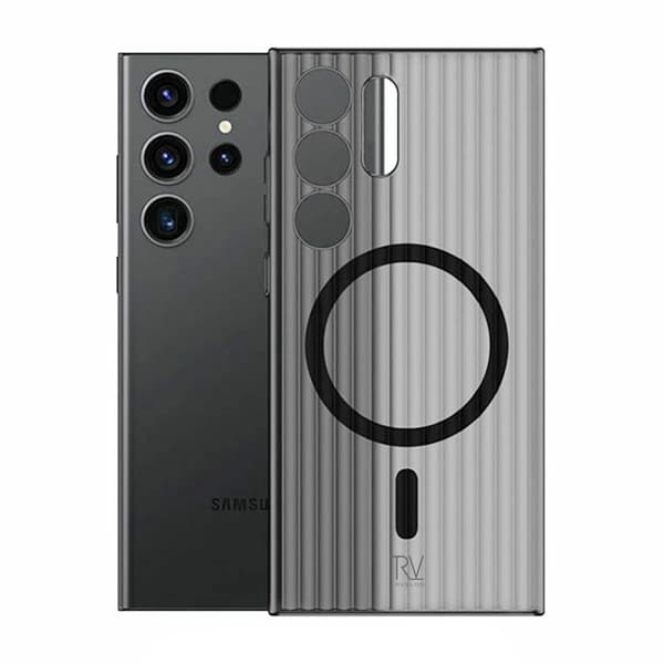 Samsung Galaxy S24 Ultra Mobile Case Corrugated with Magnet Rvelon - Grey