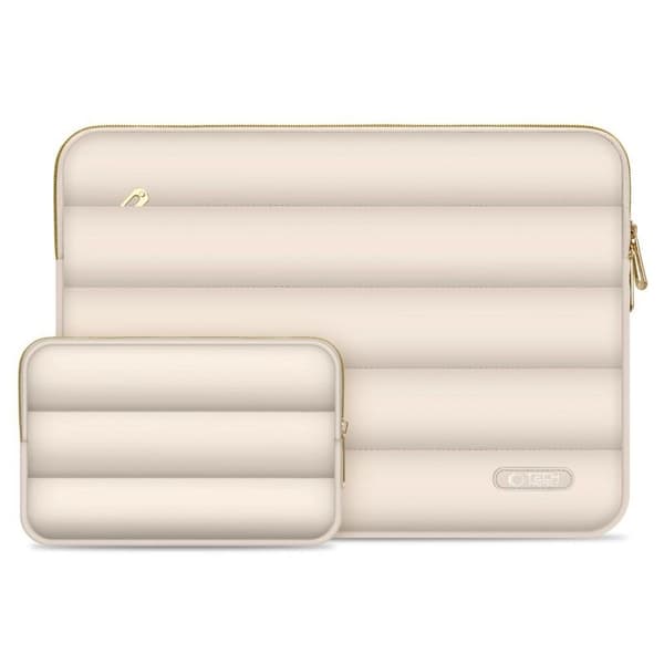 Tech-Protect Puffy Laptop Sleeve 13-14" with accessory pouch - Beige