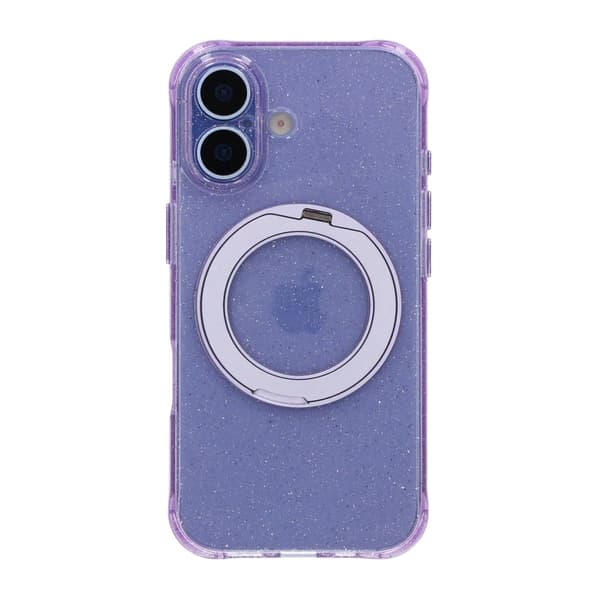 Magic Crystal Airbag Shockproof Magnetic Case with 360° Rotating Stand For iPhone 17 Light Purple
