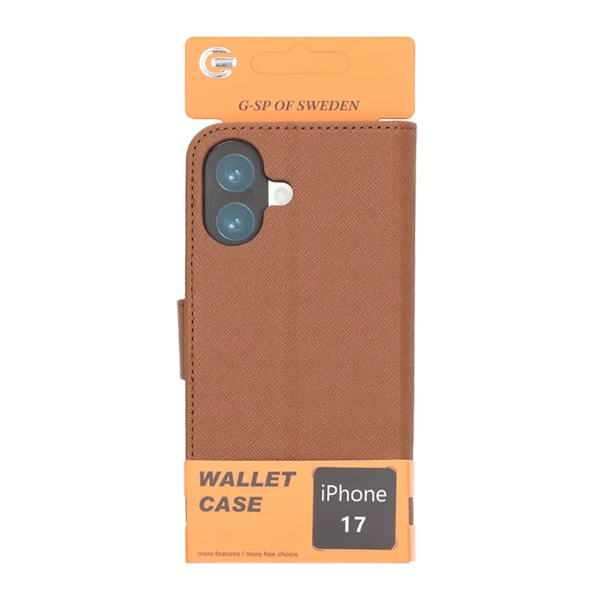 Wallet Case with Stand for iPhone 17 - Brown