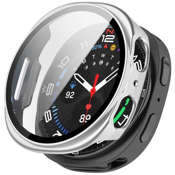 Samsung Galaxy Watch9 44mm Watch Case with Glass Screen Protector - Silver