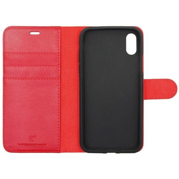 iPhone X/XS Plånboksfodral Magnet Läder med Stativ G-SP - Röd