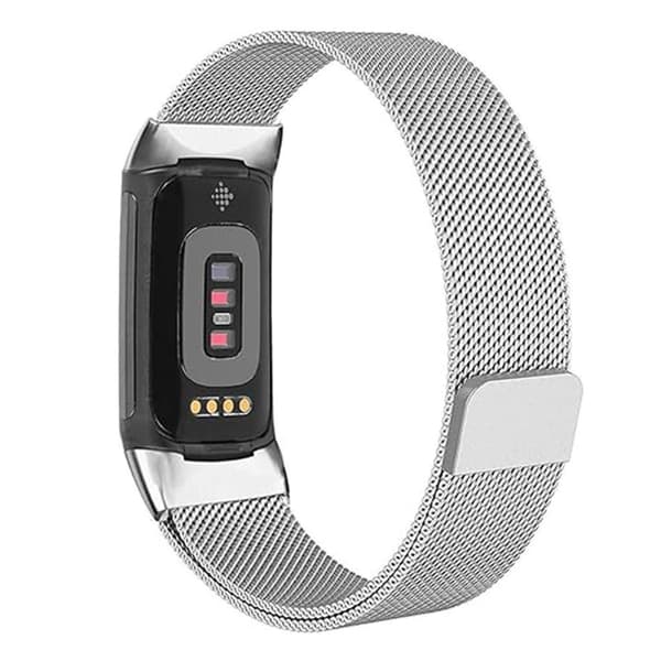 KALEBOL Fitbit Charge 6 / 5 Watch Strap in Stainless Steel - Silver