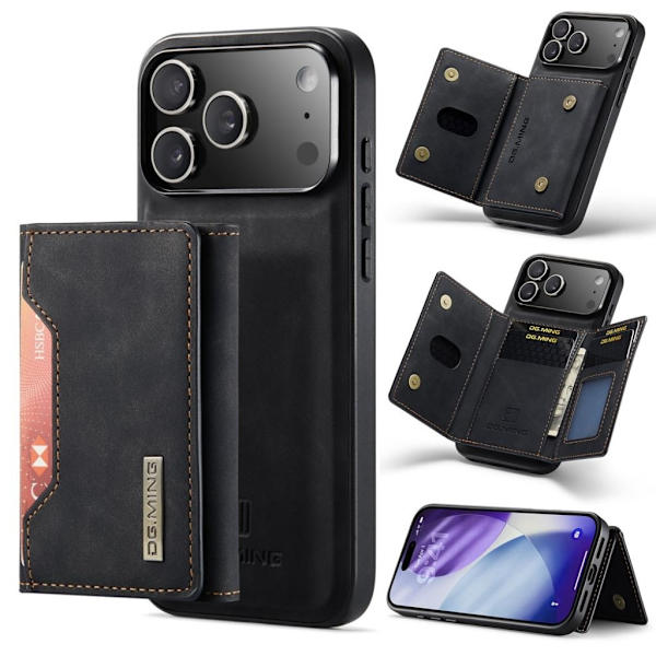 DG.MING iPhone 17 Pro Max Case with Wallet - Black