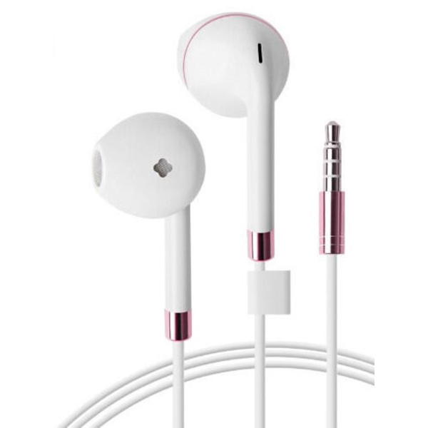 Hörlurar In-Ear med Mikrofon - 3,5 mm - Vit/Rosa
