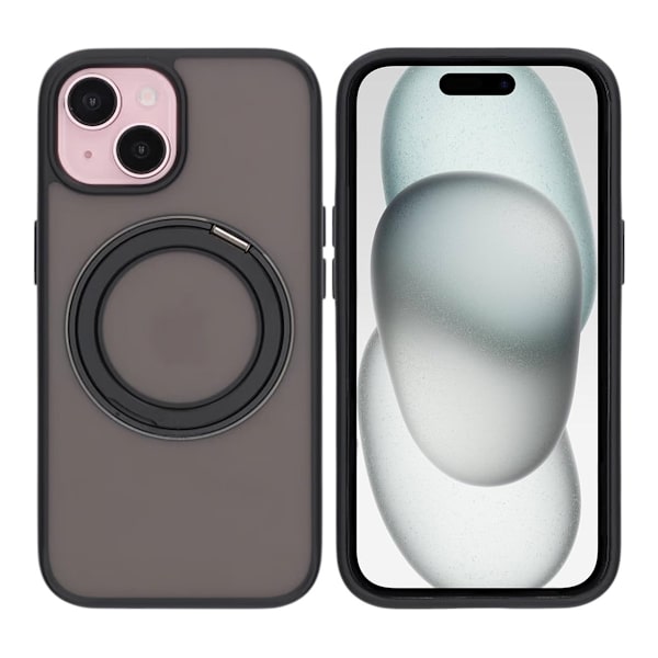 Matte case 360 ​​rotating bracket Mobile Phone Case For iPhone 15 Black