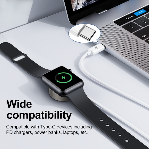 SiGN Magnetisk USB-C Laddare för Apple Watch, 2.5W, 1.2m - Vit