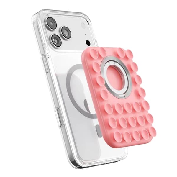 MagSafe mobilgrepp med sugproppar och stativ - Rosa