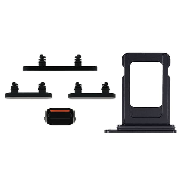 Buttons and SIM Card Holder for iPhone 15 and 15 Plus - Black
