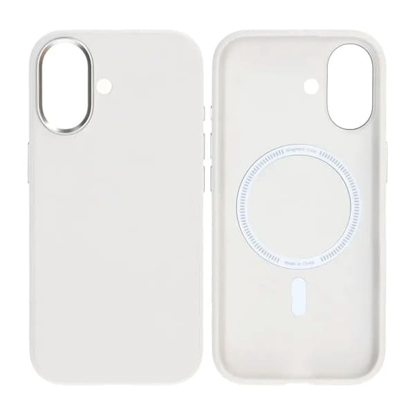 Mobile phone case faux leather with Magsafe for iPhone 17 - White