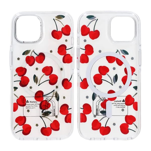 Sparkling Rhinestone Magnetic Case For iPhone 15 Cherry Red