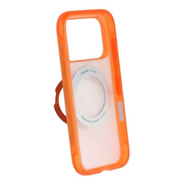 360-degree Rotating Stand Matte Magnetic Shockproof Airbag  Case  For iPhone 17 Pro Max/18 Pro Max Orange