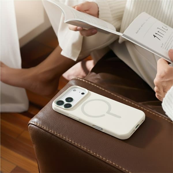 Mobile Case Silicone with Camera Metal Frame for iPhone 17 Pro Max - White