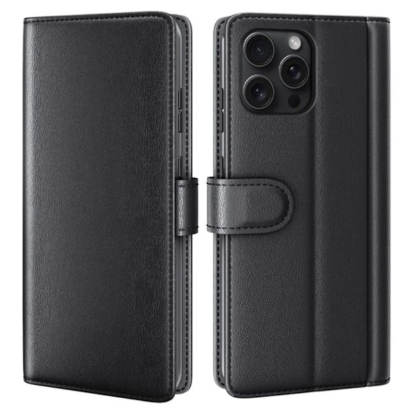 iPhone 16 Pro Cover in real leather - Black