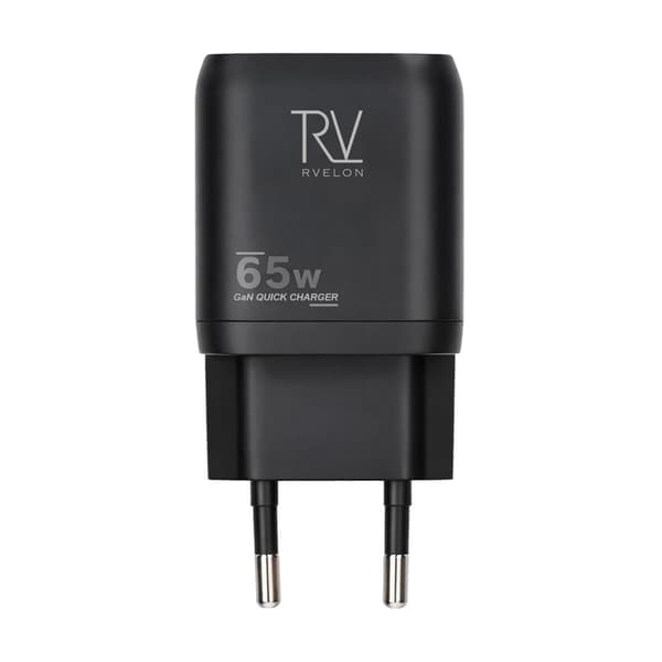 Rvelon Wall Charger 2x USB-C and USB-A 65W GaN - Black