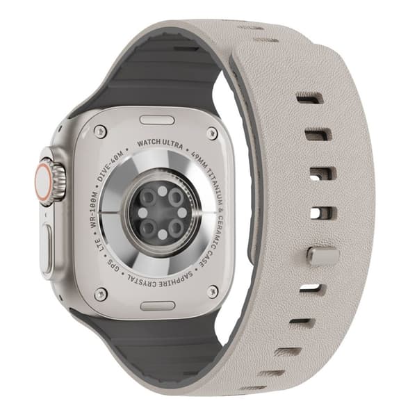 Apple Watch 42/41/40/38mm Textured Silicone Watch Strap - Beige/Gray