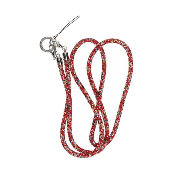 Mobile Phone Strap Necklace 120cm - Multicolored Red glitter