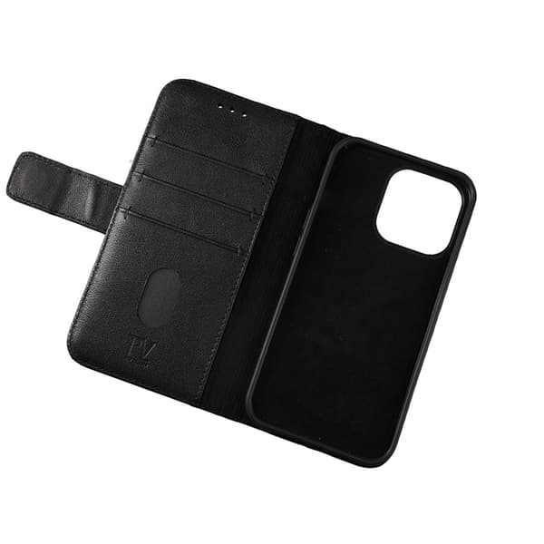 iPhone 12/12 Pro Plånboksfodral Läder Rvelon - Svart