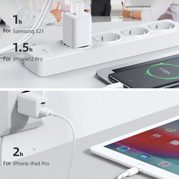 SiGN Mini Snabbladdare USB & USB-C, PD & Q.C3.0, 3A, 30W - Vit